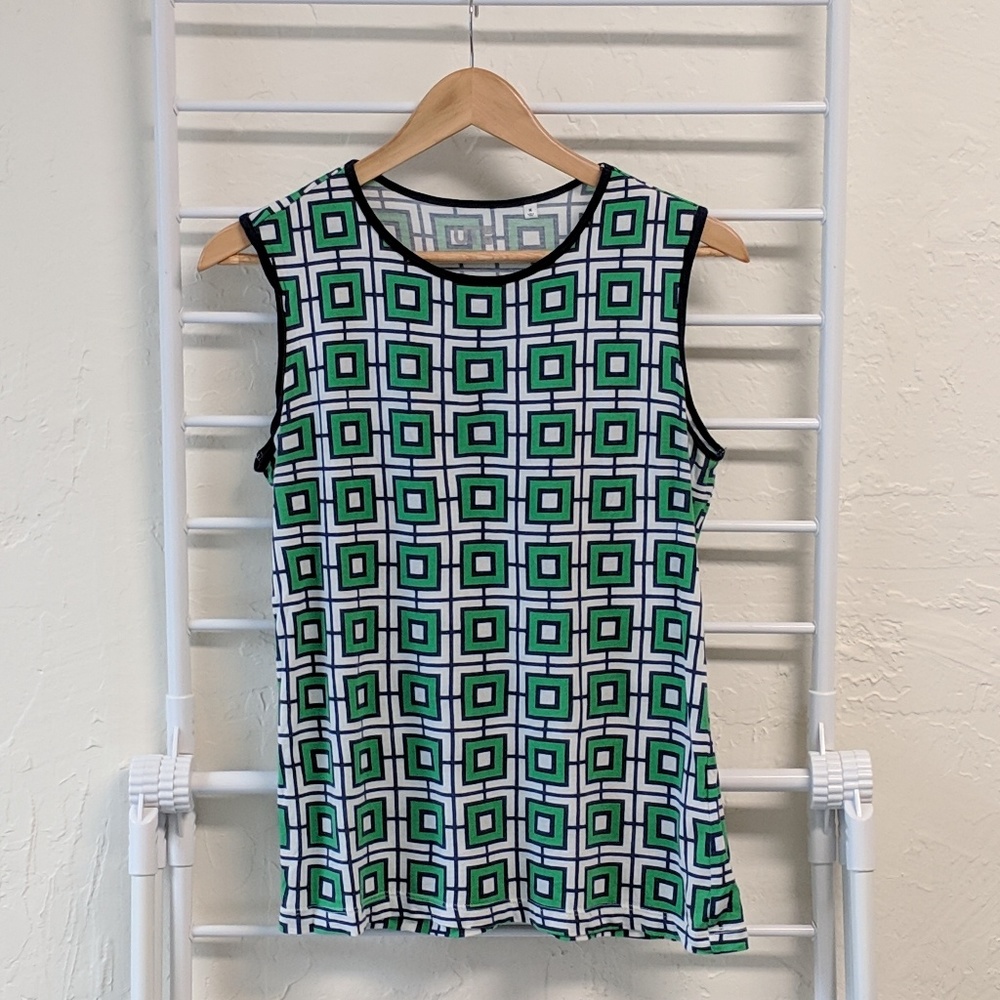 Uniqlo Jonathan Adler Green and Navy Print Tank